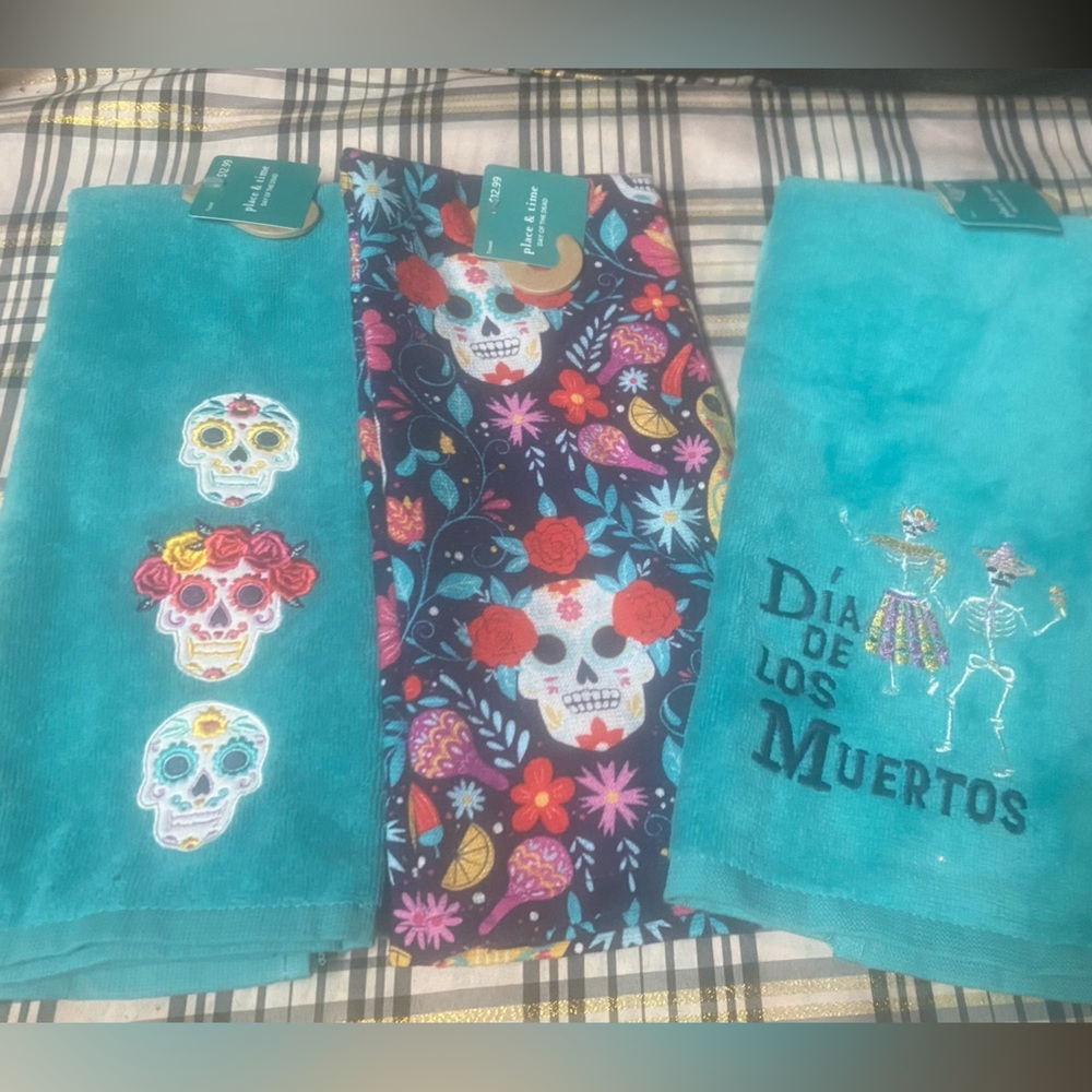 Sugar Skull Kitchen Hand Towels